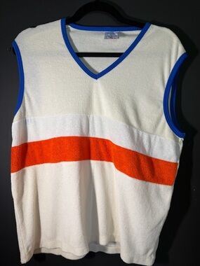 VINTAGE Terry V-Neck Sleeveless Casual Vest. EUC